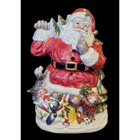 Fitz and Floyd TOYLAND SANTA COOKIE JAR 2070/106 Vintage Retired 12" Omnibus - Picture 2 of 16